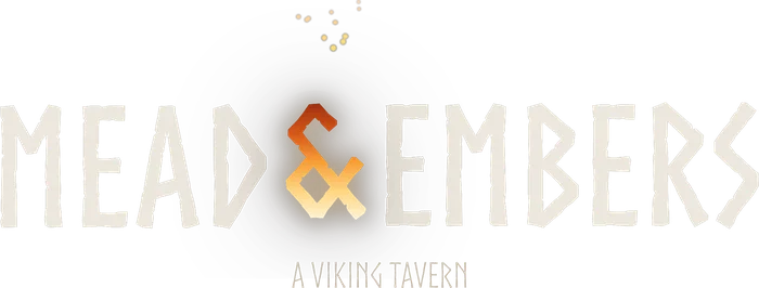 Mead & Embers Logo mit Untertitel „A Viking Tavern“